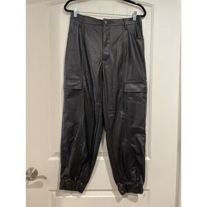 Madden NYC Juniors Faux Leather Jogger Pants Size XXL Black Pockets